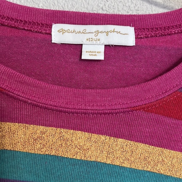 1058 Women’s  SpiritualGangster LongSleeve MetallicStripe Sweatshirt sz M - Picture 4 of 12